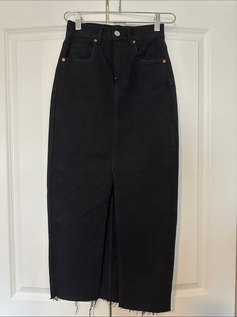 Blank NYC Black Denim Pencil Maxi Skirt